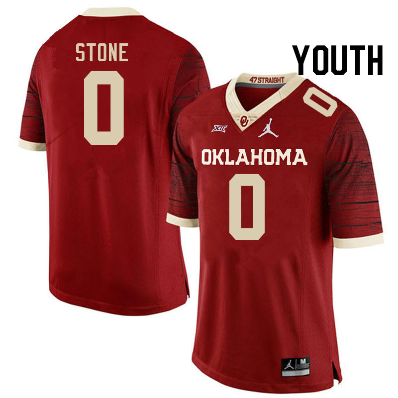 Youth #0 David Stone Oklahoma Sooners College Football Jerseys Stitched-Retro